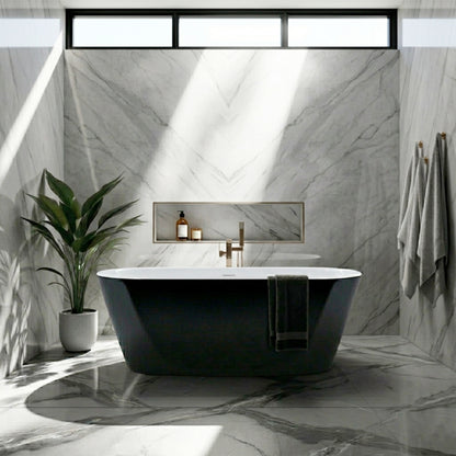 59'' Kube OVALE Black and White Free Standing Bathtub