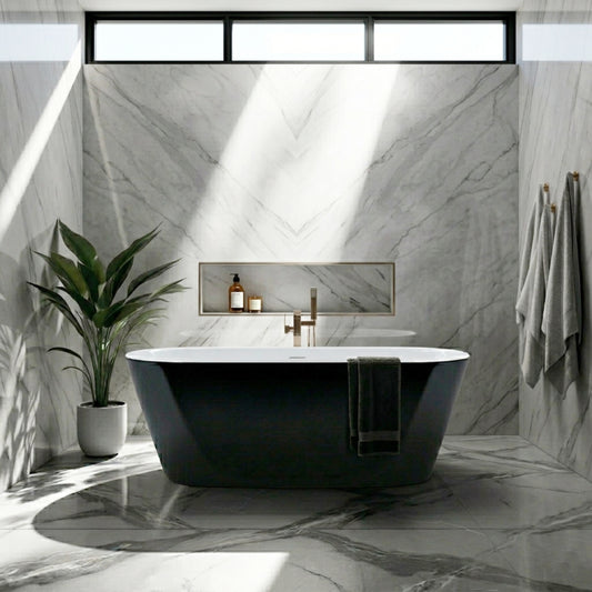 59'' Kube OVALE Black and White Free Standing Bathtub