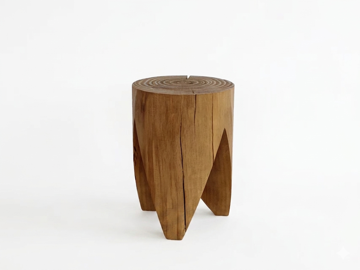 Kubebath Solid New Zealand Pine Tripod Arch Accent Stool & Side Table