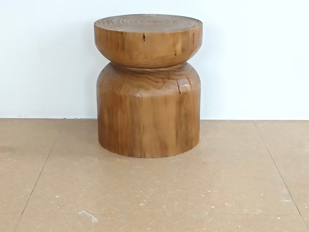 Kubebath Solid New Zealand Pine Smooth Capsule Accent Stool & Side Table