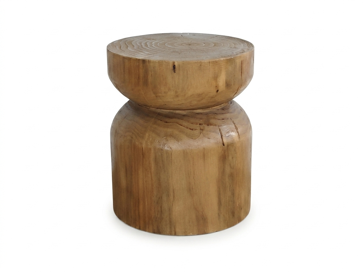 Kubebath Solid New Zealand Pine Smooth Capsule Accent Stool & Side Table