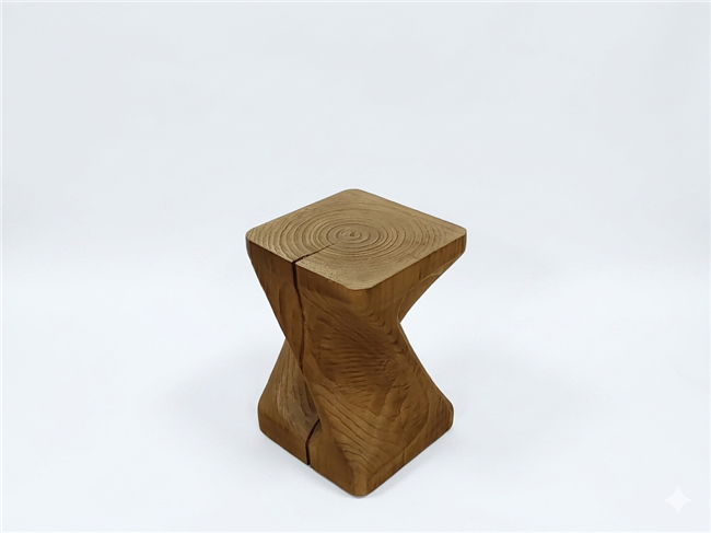 Kubebath Solid New Zealand Pine Twist Accent Stool & Side Table