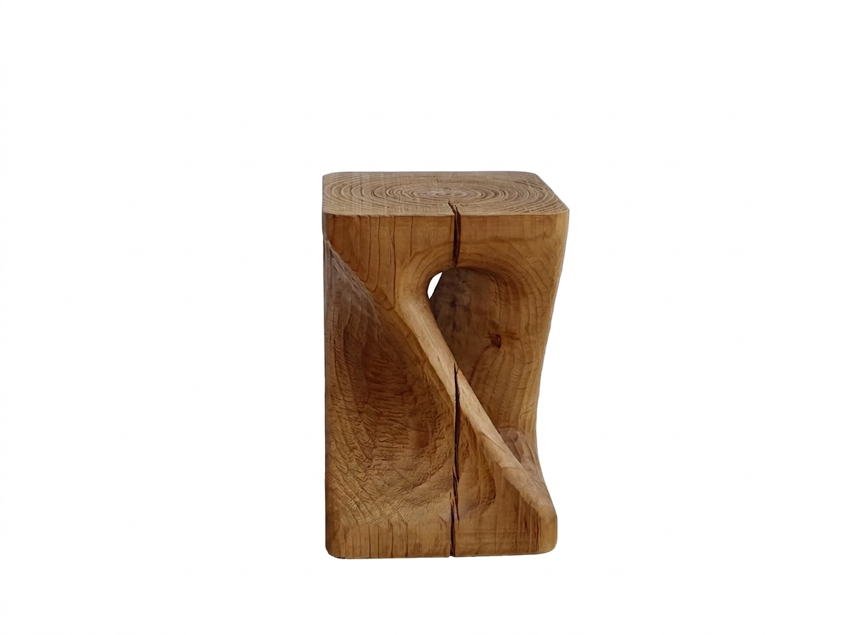 Kubebath Solid New Zealand Pine Twist Accent Stool & Side Table