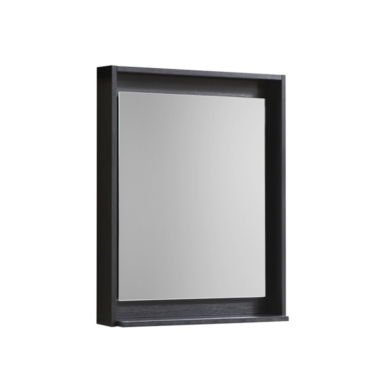 24" Wide Mirror w/ Shelf Black