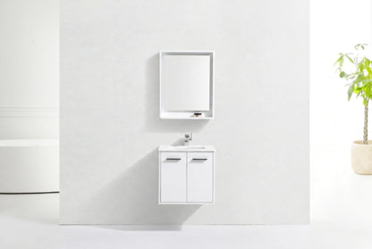 KubeBath Forest 24" High Gloss White Modern Bathroom Vanity  w/ Quartz Countertop