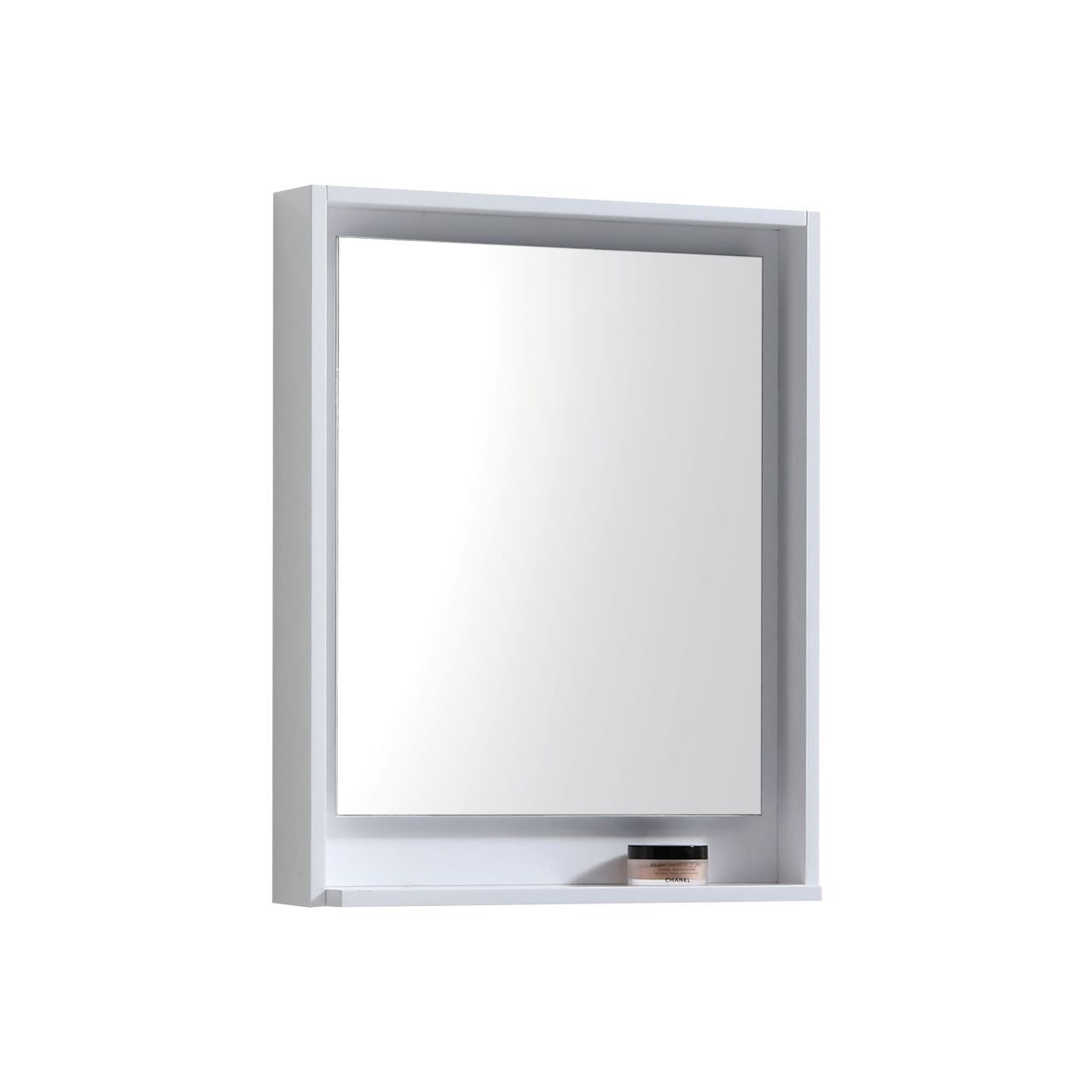 24" Wide Mirror w/ Shelf High Gloss White