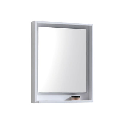 24" Wide Mirror w/ Shelf High Gloss White