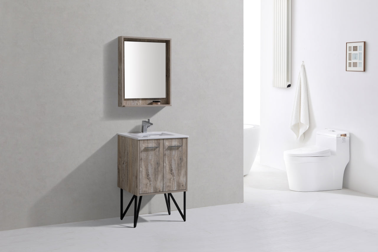 KubeBath Forest 24" Nature Wood Modern Bathroom Vanity w/ Quartz Countertop