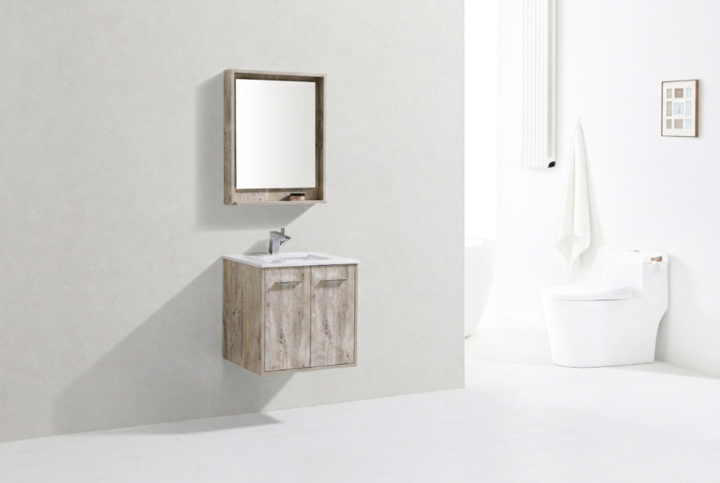 KubeBath Forest 24" Nature Wood Modern Bathroom Vanity w/ Quartz Countertop