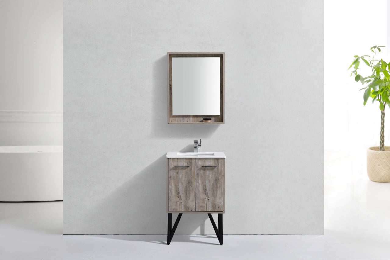 KubeBath Forest 24" Nature Wood Modern Bathroom Vanity w/ Quartz Countertop