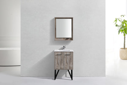 KubeBath Forest 24" Nature Wood Modern Bathroom Vanity w/ Quartz Countertop