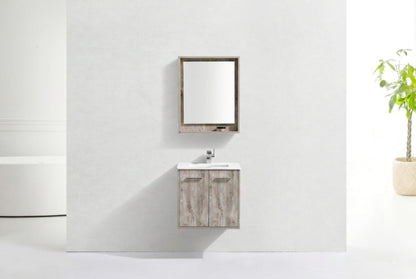 KubeBath Forest 24" Nature Wood Modern Bathroom Vanity w/ Quartz Countertop