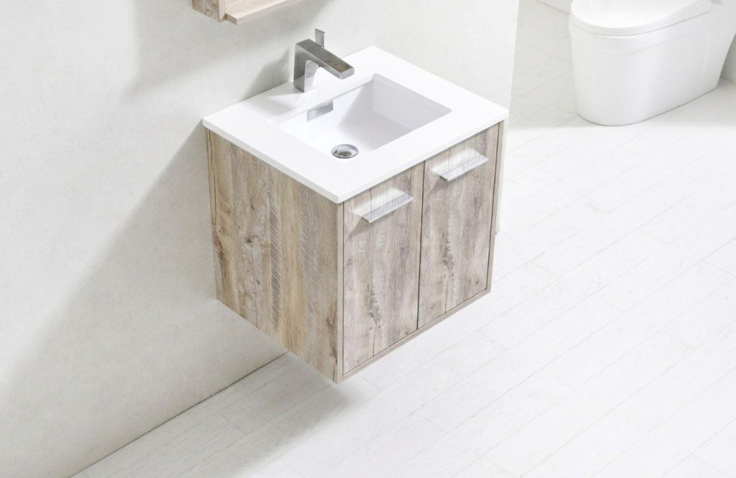 KubeBath Forest 24" Nature Wood Modern Bathroom Vanity w/ Quartz Countertop