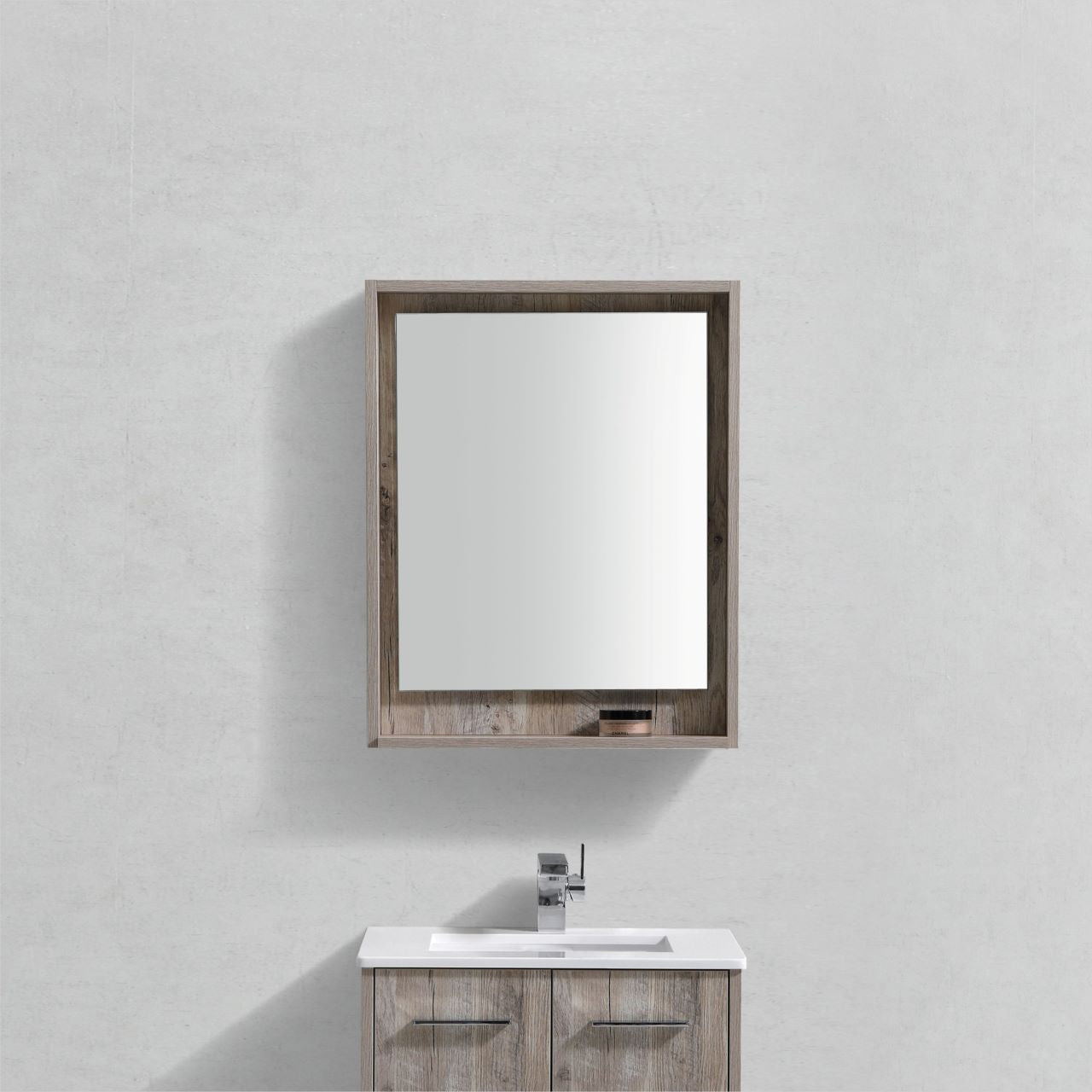 24" Wide Mirror w/ Shelf Nature Wood