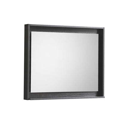 30" Wide Mirror w/ Shelf Black