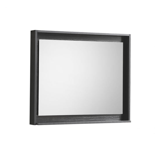 30" Wide Mirror w/ Shelf Black