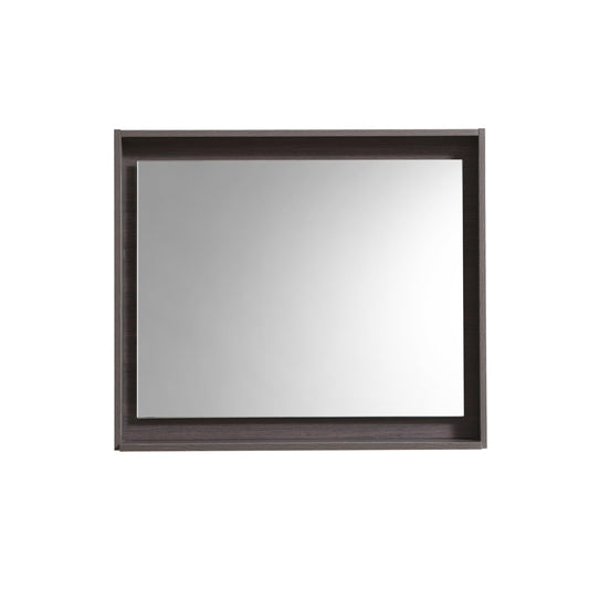 30" Wide Mirror w/ Shelf Gray Oak