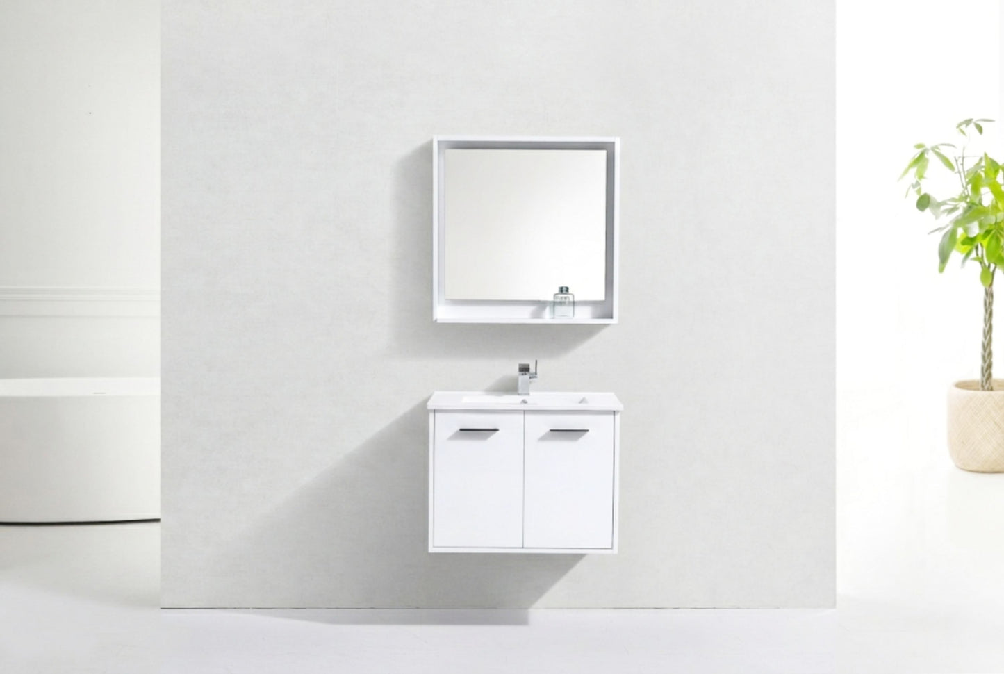 BOSCO 30" High Gloss White Modern Bathroom Vanity  w/ Quartz Countertop