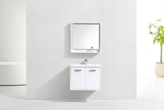 BOSCO 30" High Gloss White Modern Bathroom Vanity  w/ Quartz Countertop