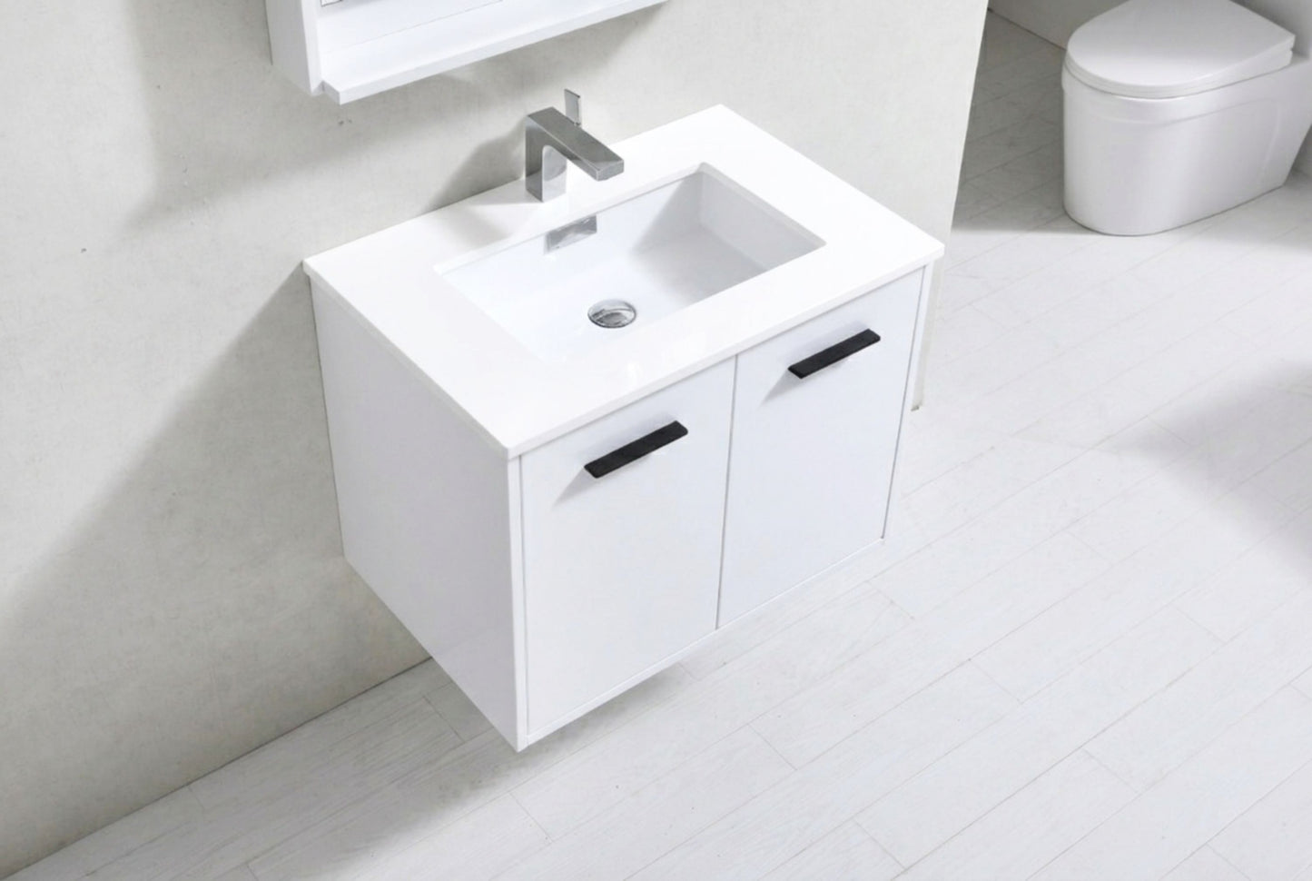 BOSCO 30" High Gloss White Modern Bathroom Vanity  w/ Quartz Countertop