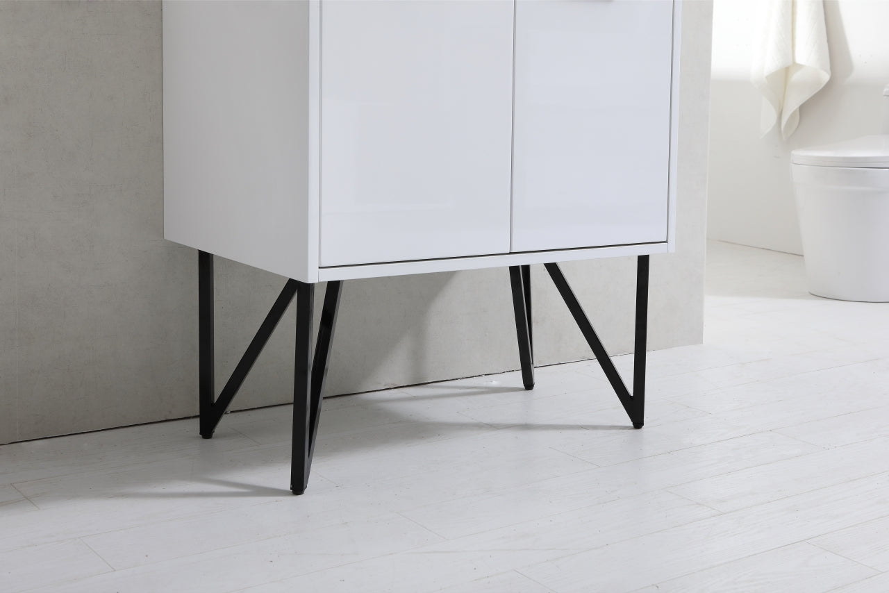 KubeBath Forest 30" High Gloss White Modern Bathroom Vanity  w/ Quartz Countertop