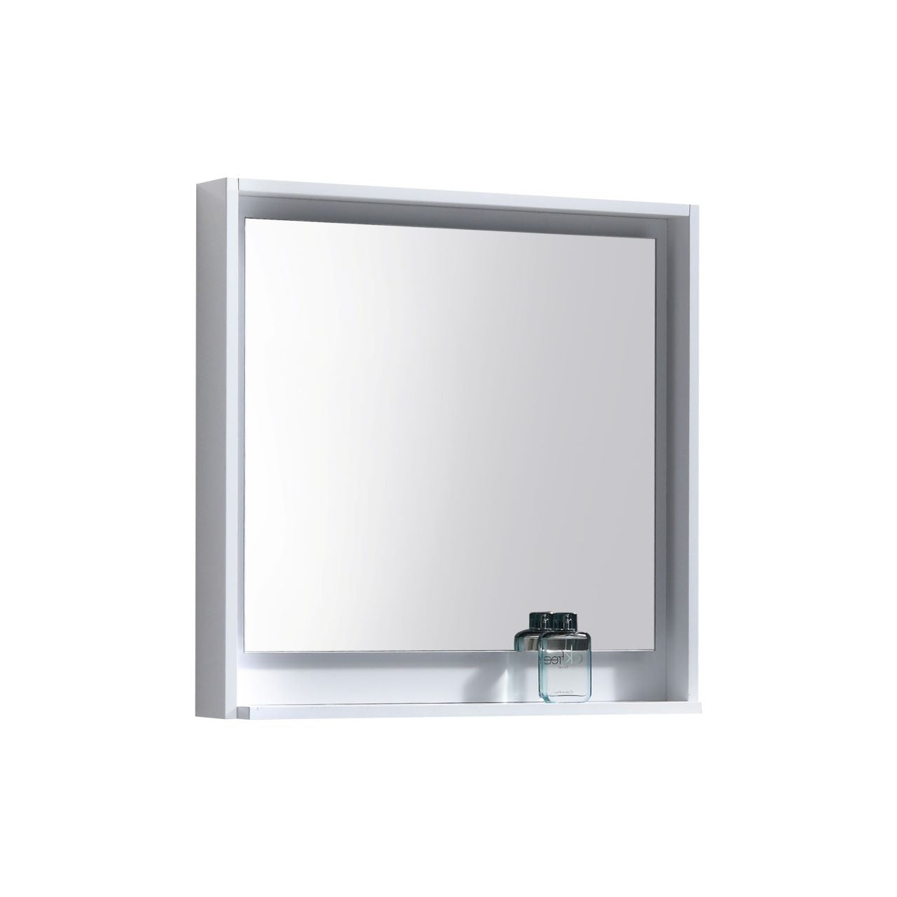30" Wide Mirror w/ Shelf High Gloss White
