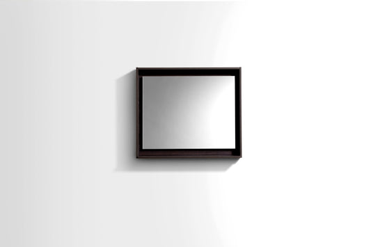 30" Wide Mirror w/ Shelf High Gloss Gray Oak