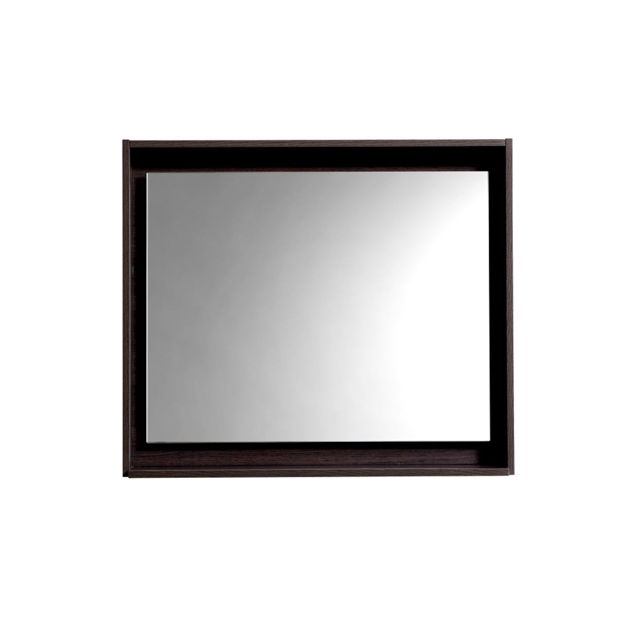 30" Wide Mirror w/ Shelf High Gloss Gray Oak