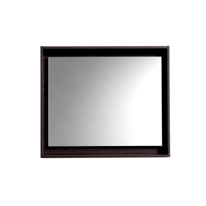 30" Wide Mirror w/ Shelf High Gloss Gray Oak