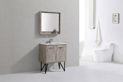 BOSCO 30" Nature Wood Modern Bathroom Vanity  w/ Quartz Countertop