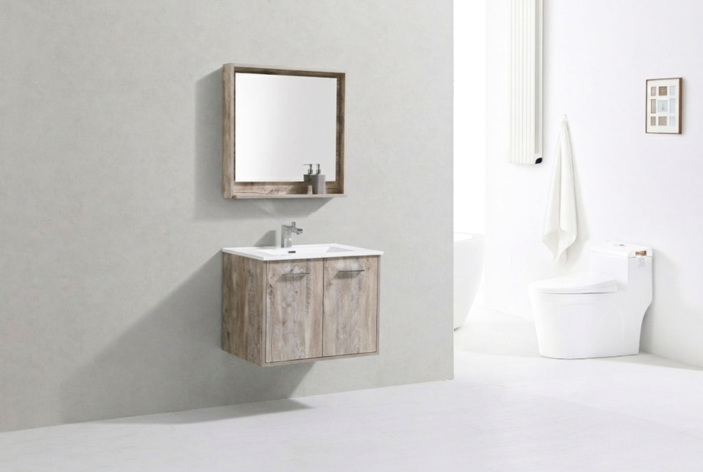 BOSCO 30" Nature Wood Modern Bathroom Vanity  w/ Quartz Countertop