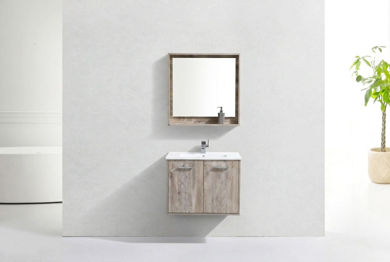 BOSCO 30" Nature Wood Modern Bathroom Vanity  w/ Quartz Countertop