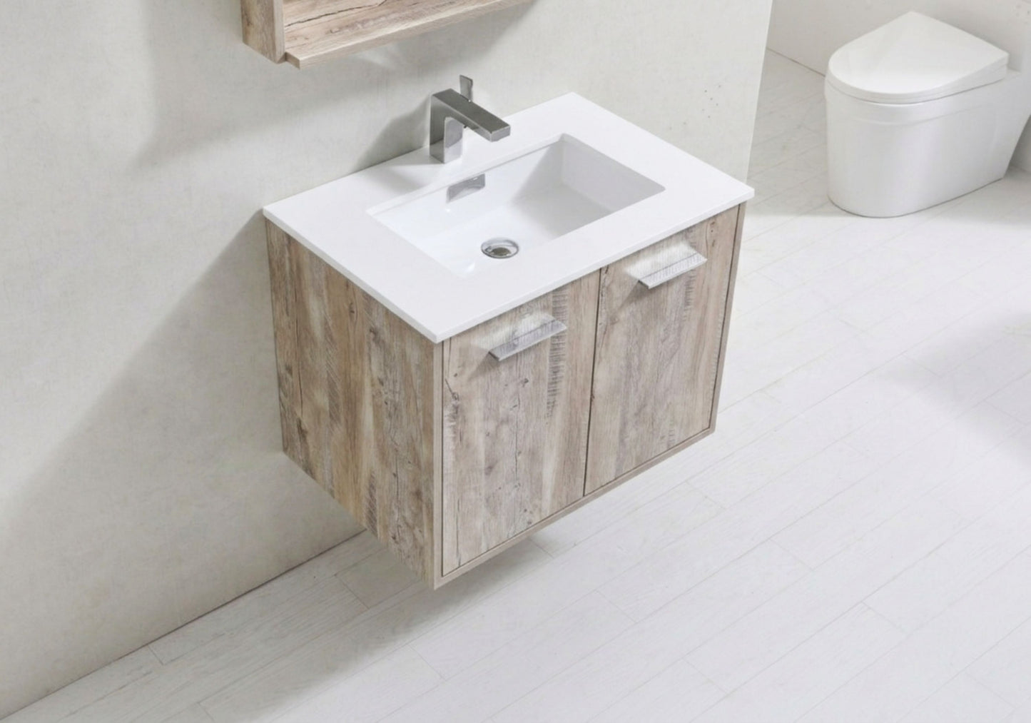 BOSCO 30" Nature Wood Modern Bathroom Vanity  w/ Quartz Countertop