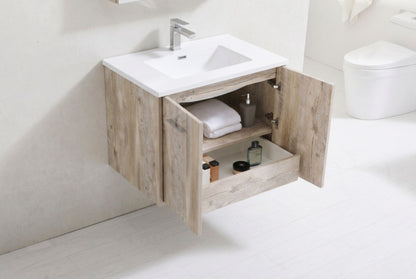 BOSCO 30" Nature Wood Modern Bathroom Vanity  w/ Quartz Countertop