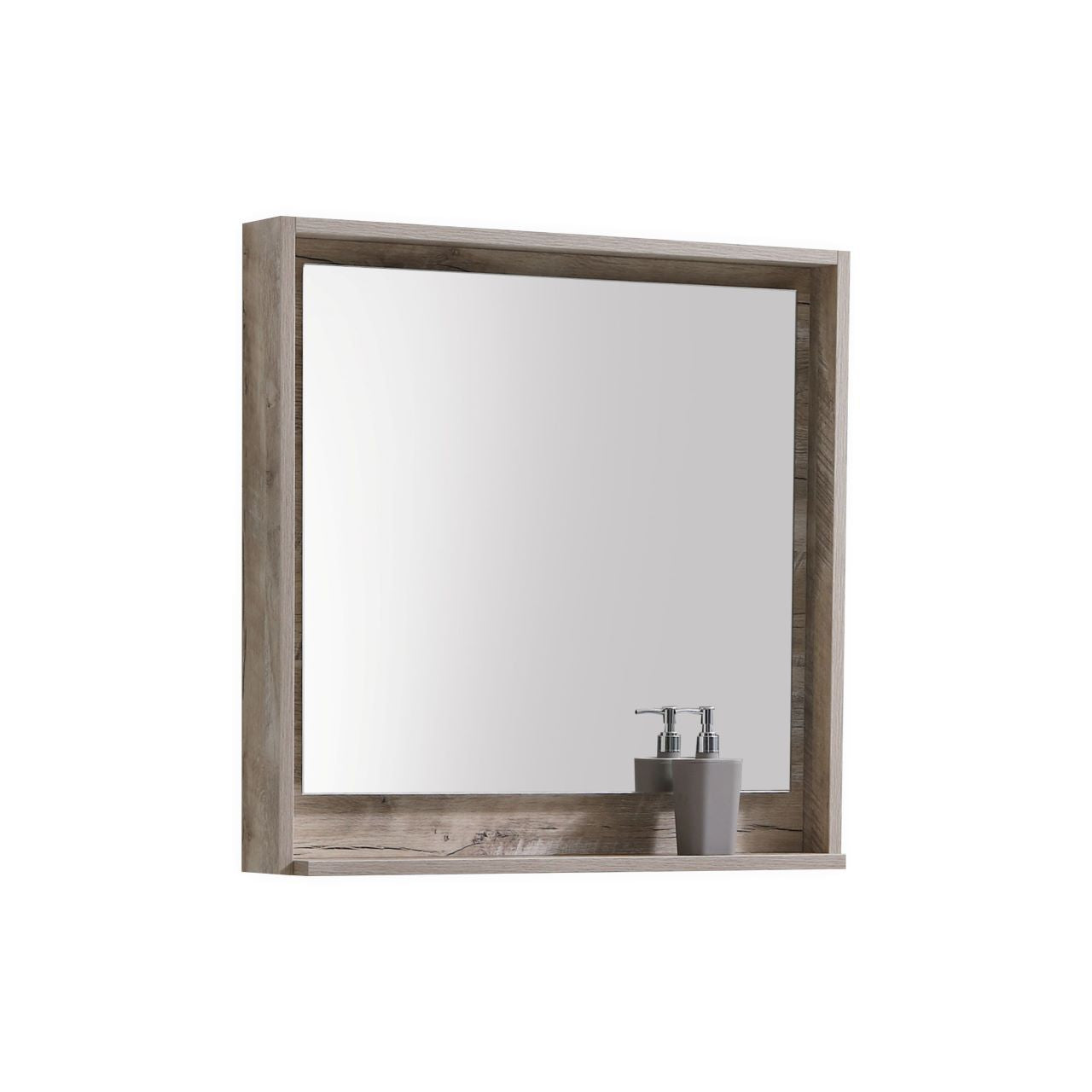 30" Wide Mirror w/ Shelf Nature Wood