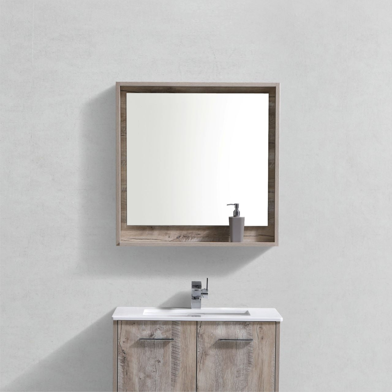 30" Wide Mirror w/ Shelf Nature Wood