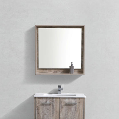 30" Wide Mirror w/ Shelf Nature Wood