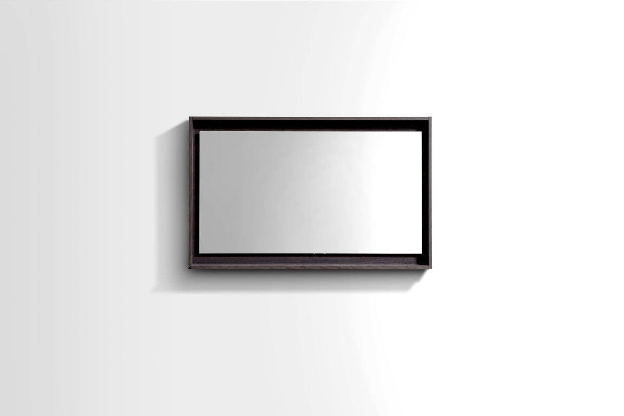36" Wide Mirror w/ Shelf High Gloss Gray Oak
