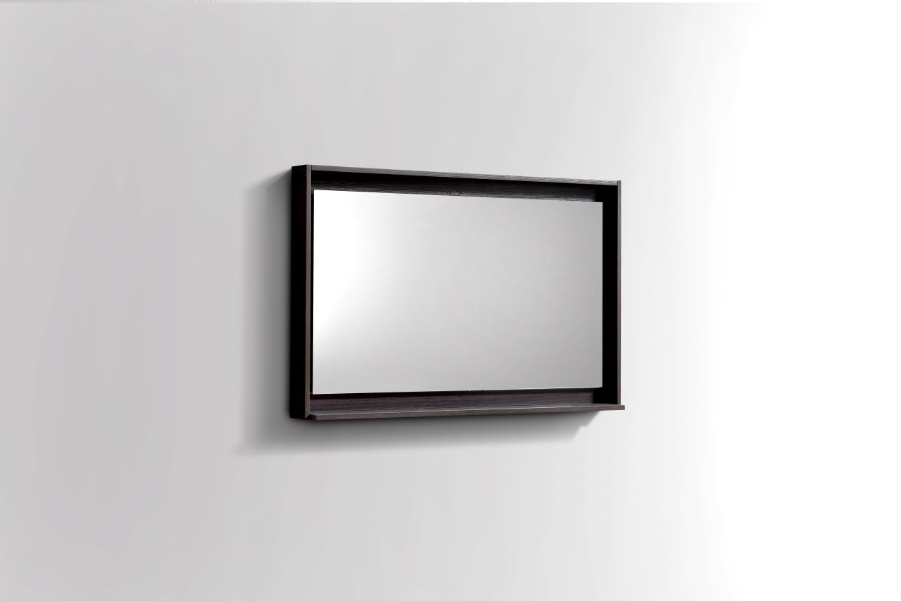 36" Wide Mirror w/ Shelf High Gloss Gray Oak