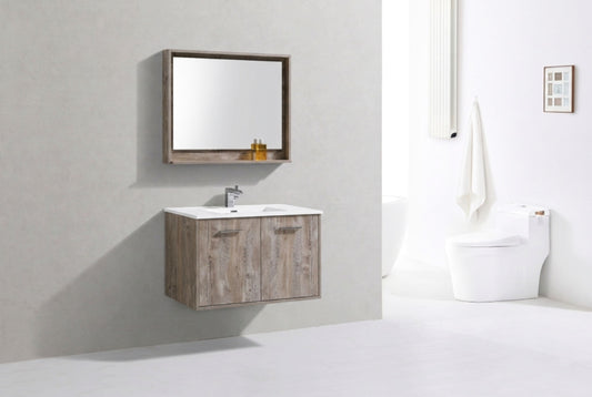 BOSCO 36" Nature Wood Modern Bathroom Vanity  w/ Quartz Countertop