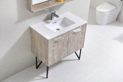 BOSCO 36" Nature Wood Modern Bathroom Vanity  w/ Quartz Countertop