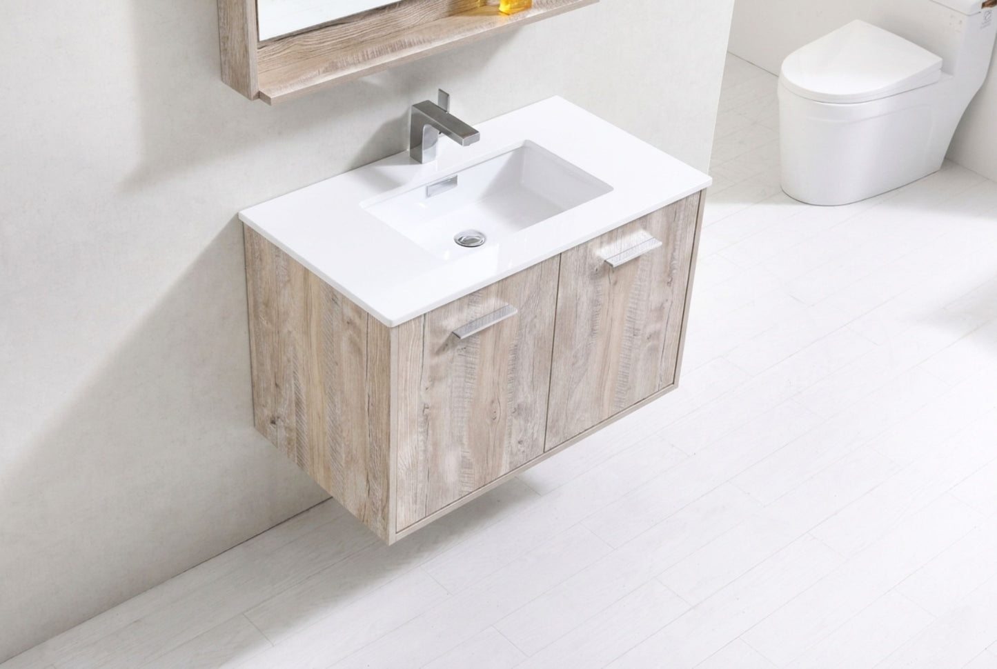BOSCO 36" Nature Wood Modern Bathroom Vanity  w/ Quartz Countertop
