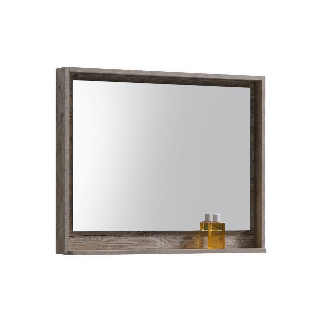 36" Wide Mirror w/ Shelf Nature Wood