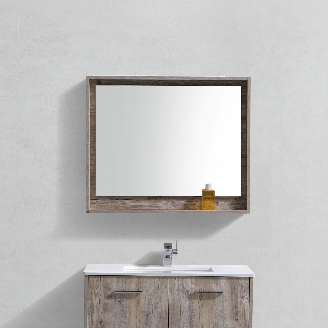 36" Wide Mirror w/ Shelf Nature Wood