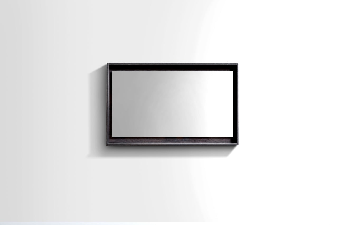 40" Wide Mirror w/ Shelf High Gloss Gray Oak
