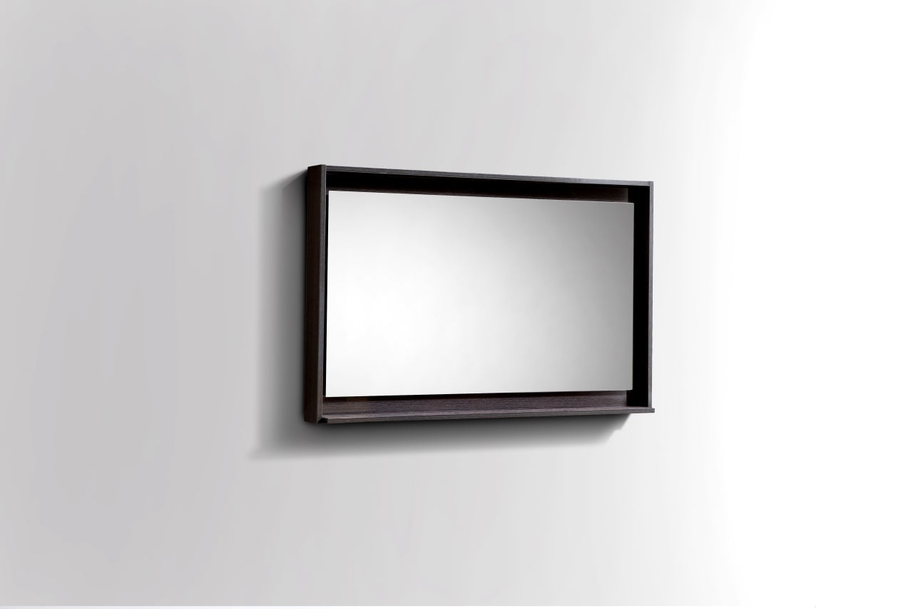40" Wide Mirror w/ Shelf High Gloss Gray Oak