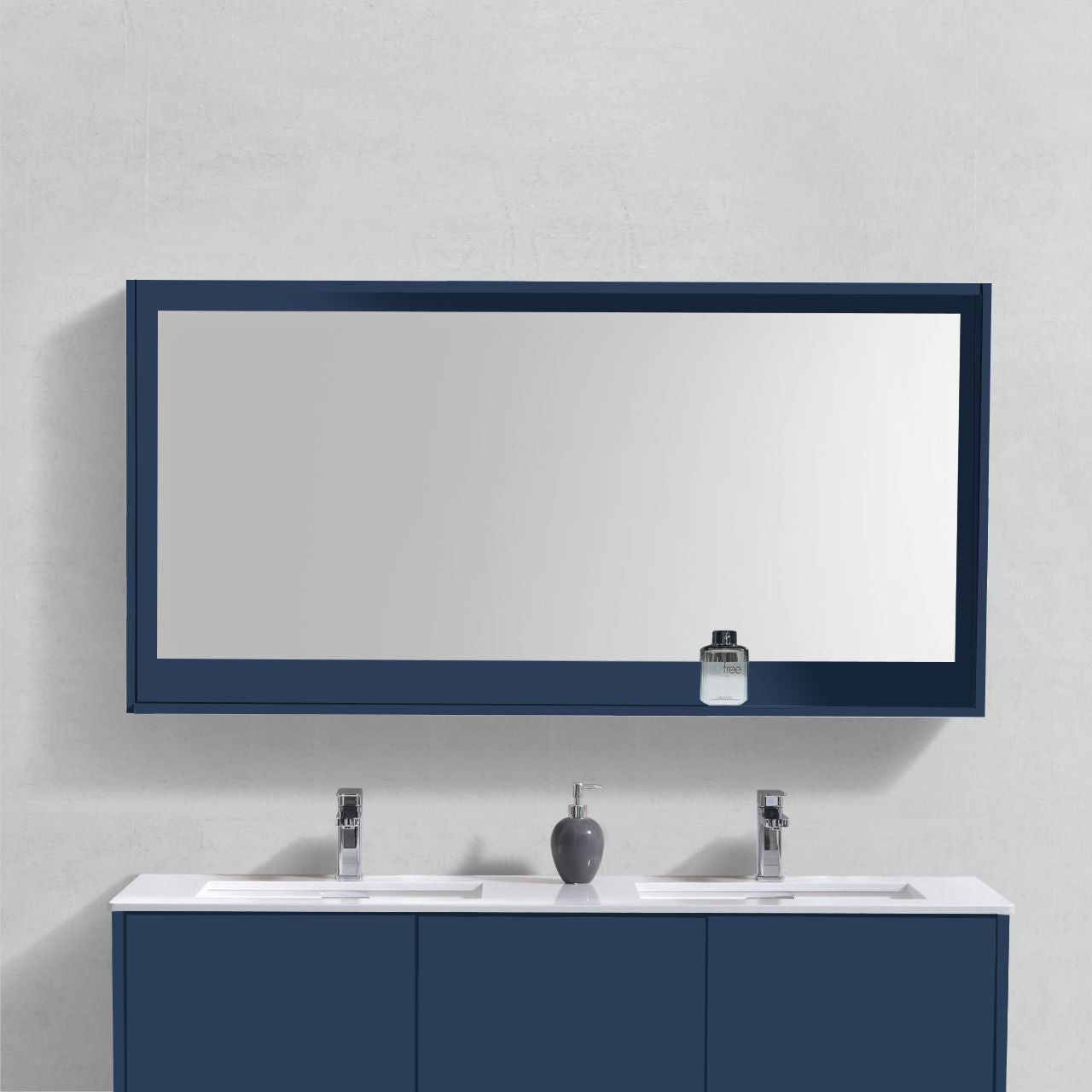 48" Wide Mirror w/ Shelf Blue