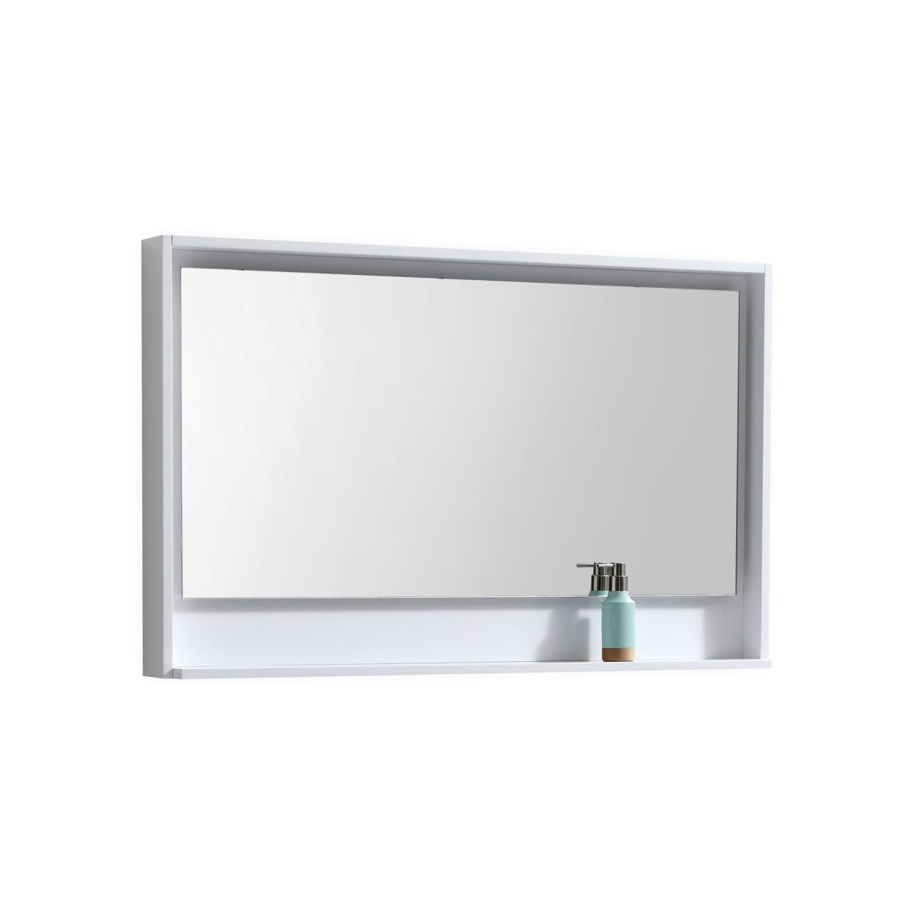 48" Wide Mirror w/ Shelf Gloss White