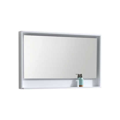 48" Wide Mirror w/ Shelf Gloss White