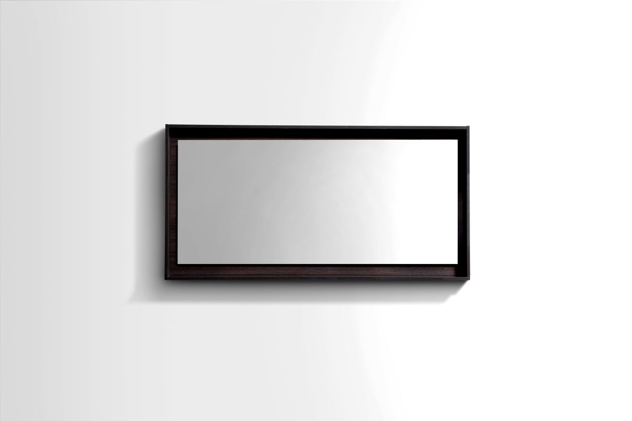 48" Wide Mirror w/ Shelf High Gloss Gray Oak